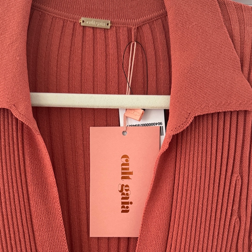 Rust Ribbed Knit Cardigan - Picture 2 of 3